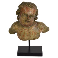 Italian 18th Century Carved Wooden Angel Bust