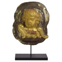 Antique Italian 18th Century Carved Wooden Angel on a Cloud