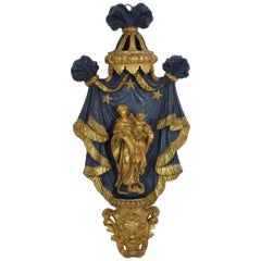 Italian 18th Century Carved Wooden Baroque Altar with its Original Madonna