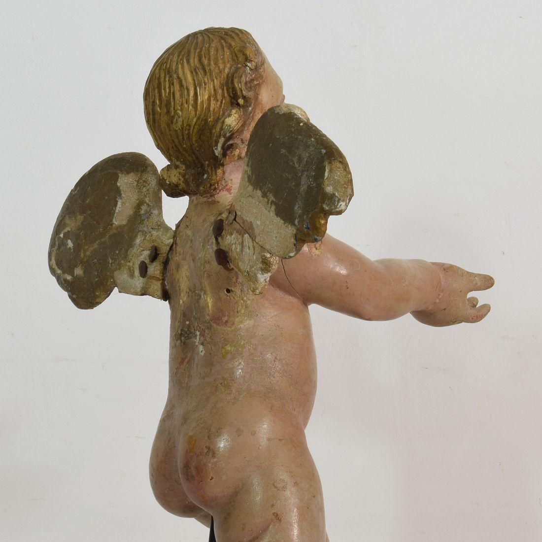 Italian 18th Century Carved Wooden Baroque Angel 5