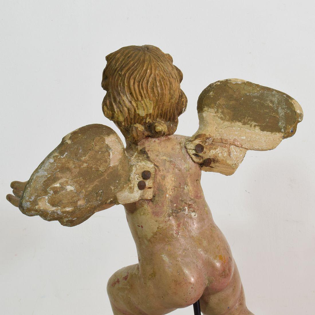 Italian 18th Century Carved Wooden Baroque Angel 6