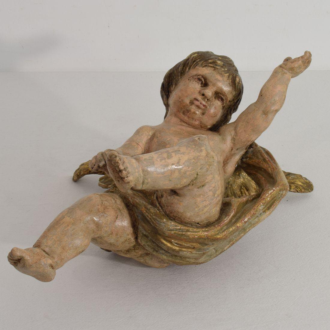 Italian 18th Century Carved Wooden Baroque Angel 14