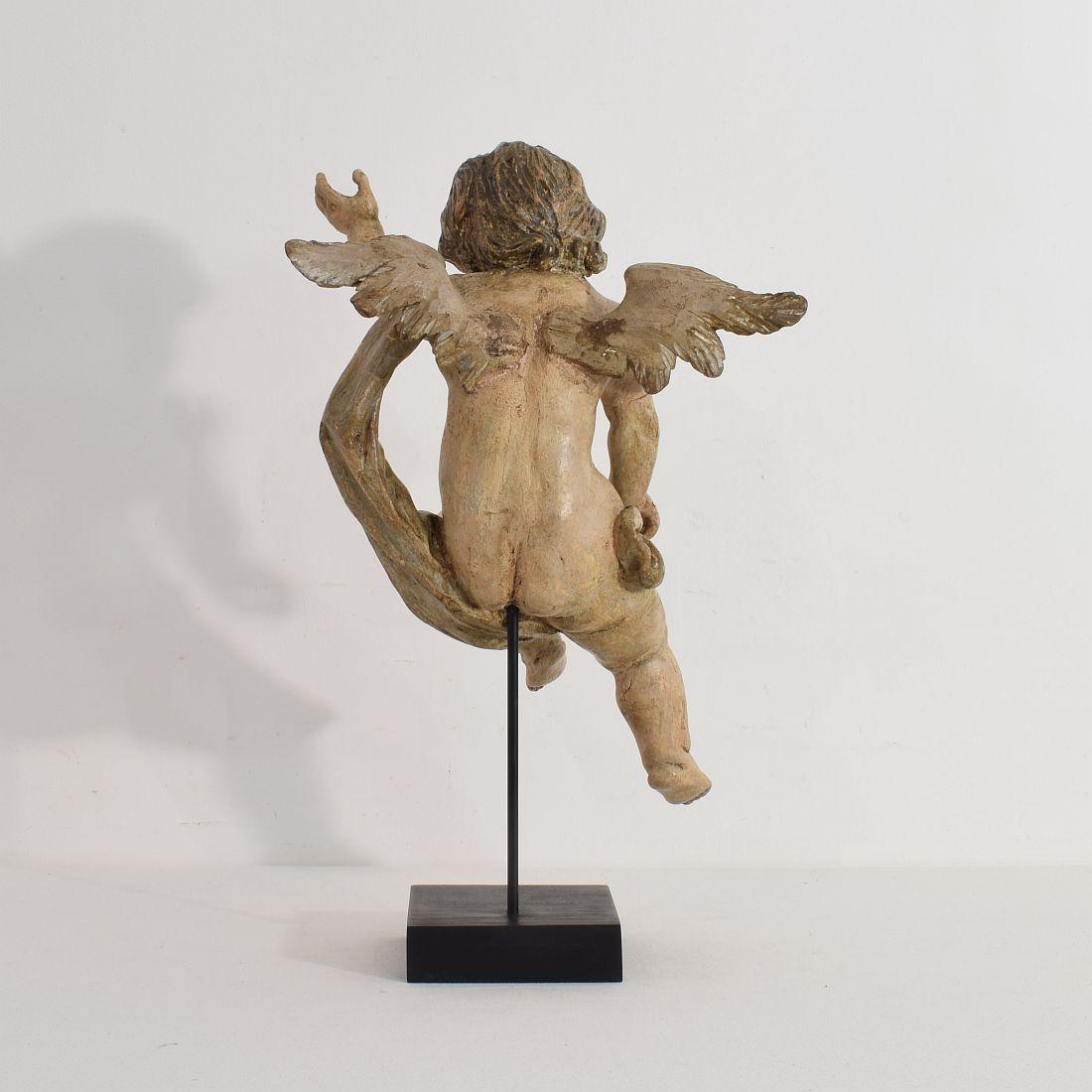 18th Century and Earlier Italian 18th Century Carved Wooden Baroque Angel