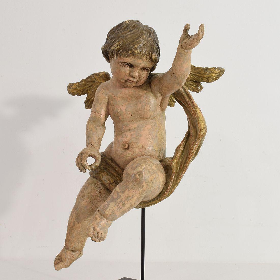 Italian 18th Century Carved Wooden Baroque Angel 2