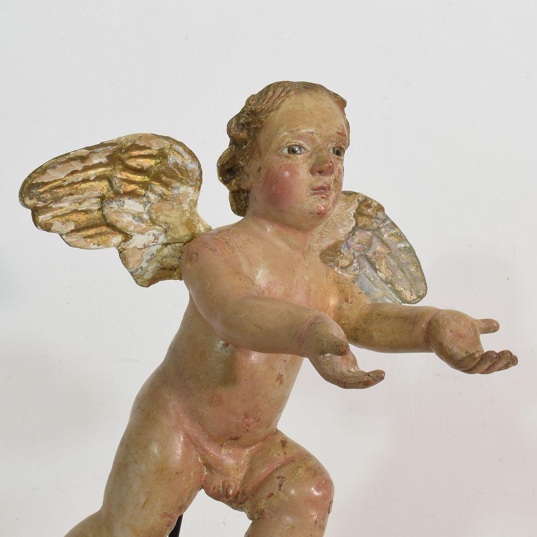 Italian 18th Century Carved Wooden Baroque Angel 2