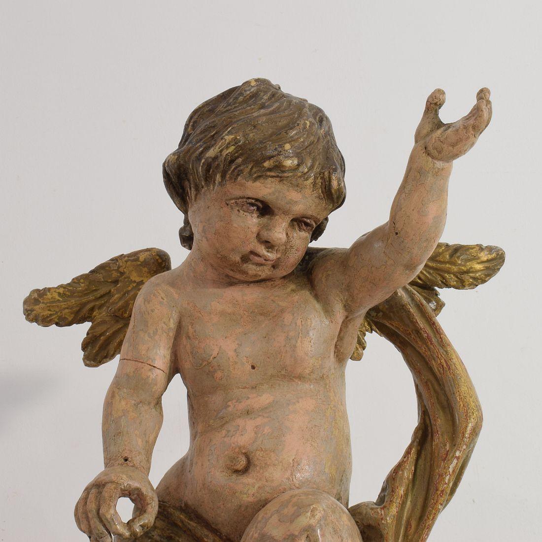 Italian 18th Century Carved Wooden Baroque Angel 3