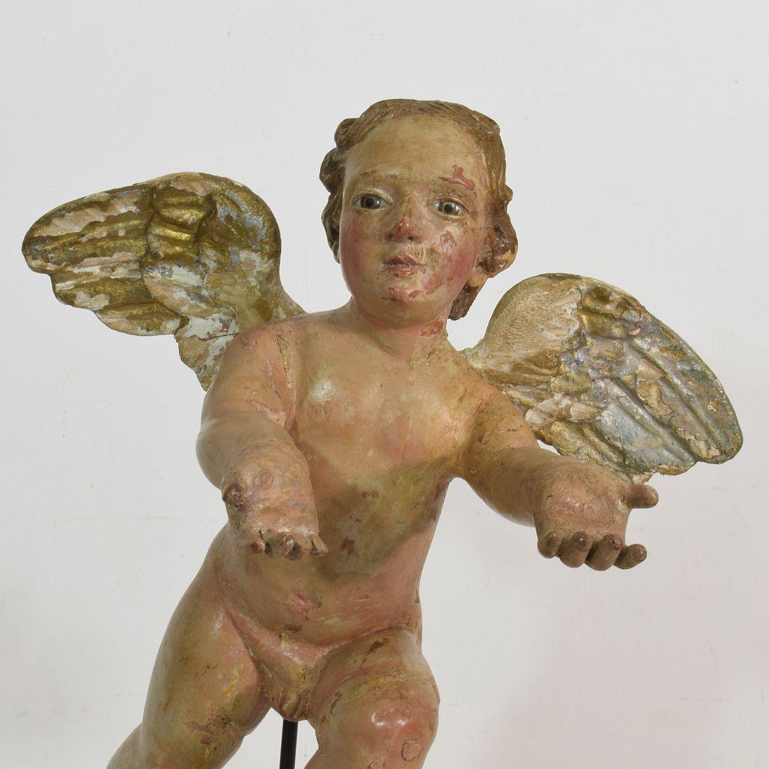 Italian 18th Century Carved Wooden Baroque Angel 3