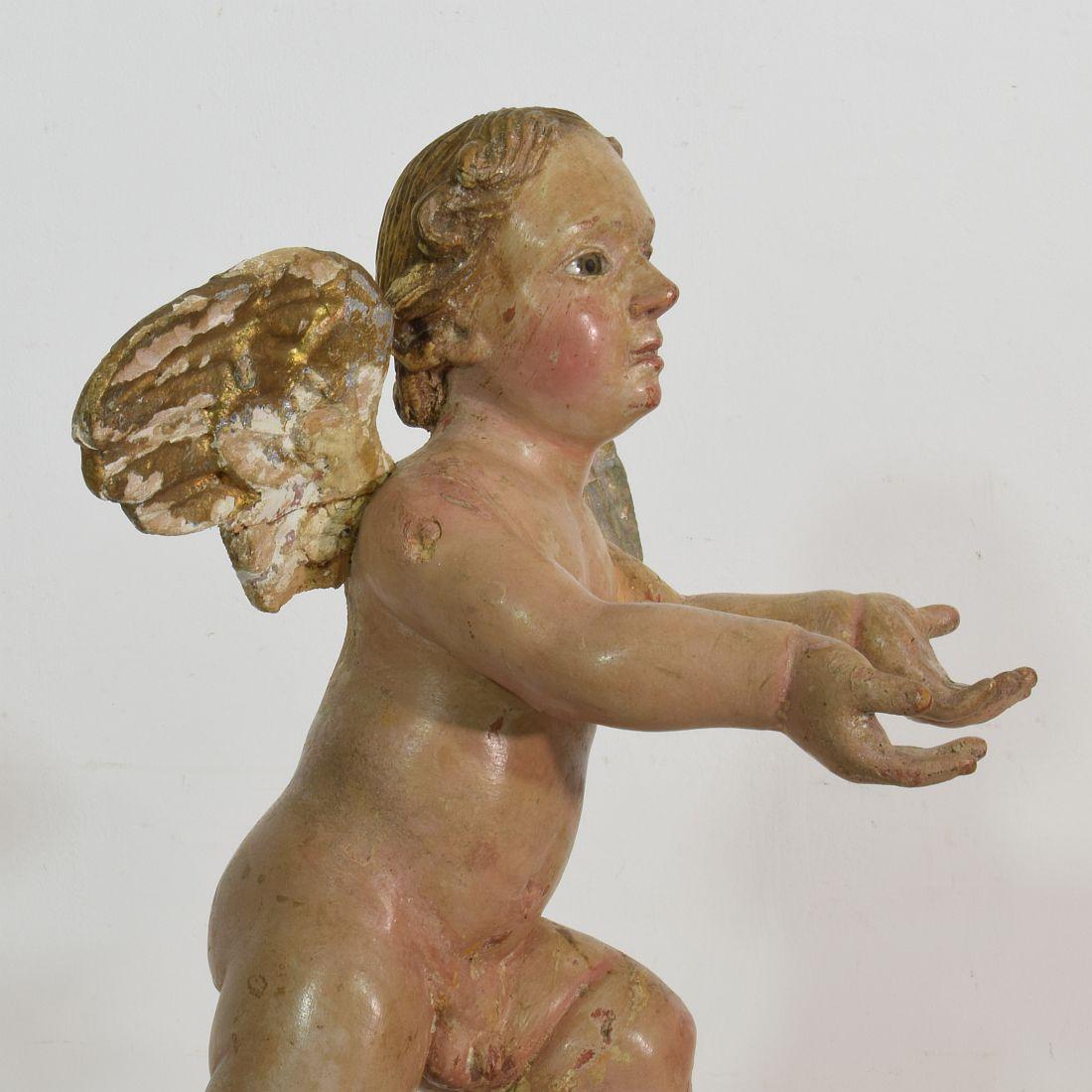 Italian 18th Century Carved Wooden Baroque Angel 4