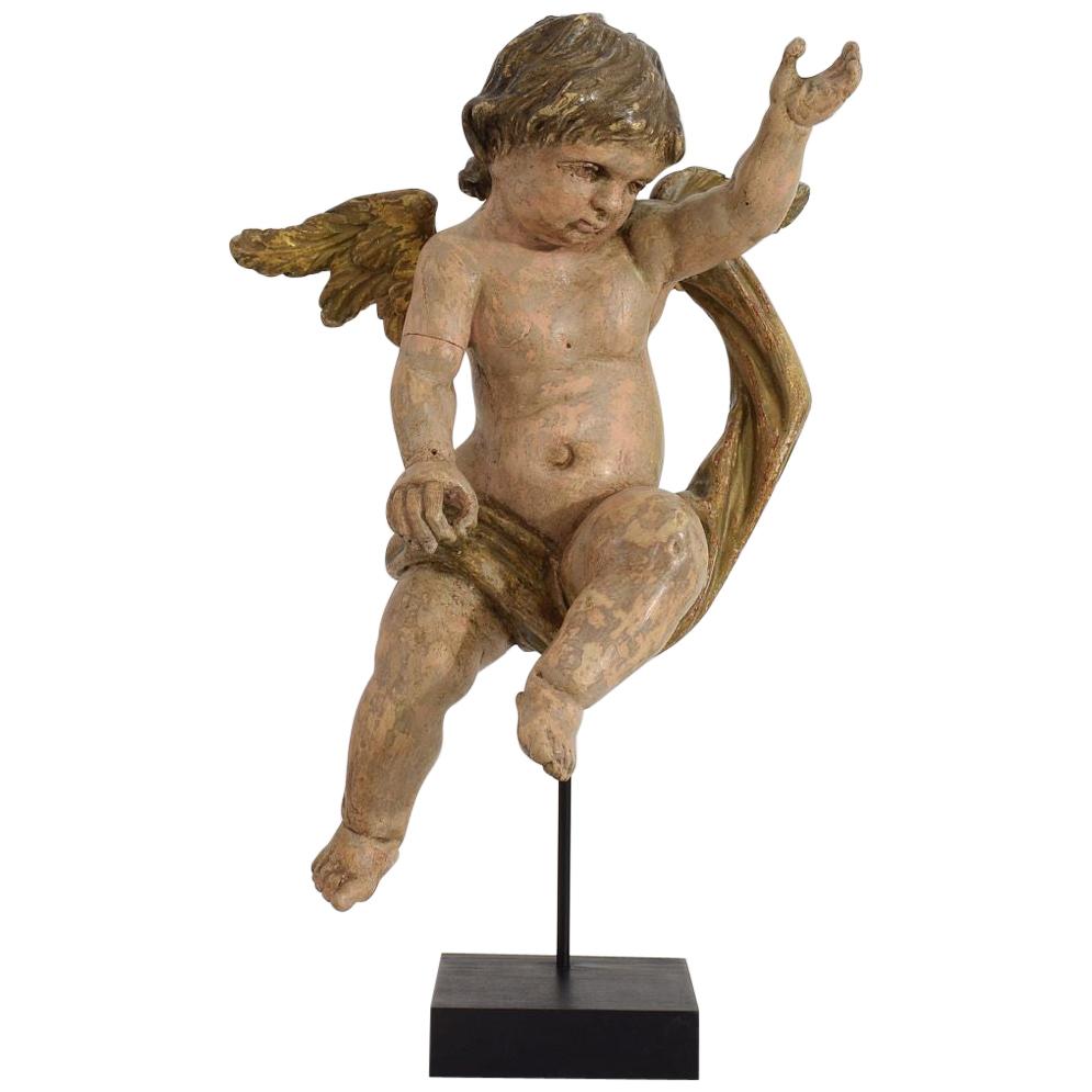 Italian 18th Century Carved Wooden Baroque Angel