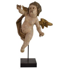 Italian 18th Century Carved Wooden Baroque Angel