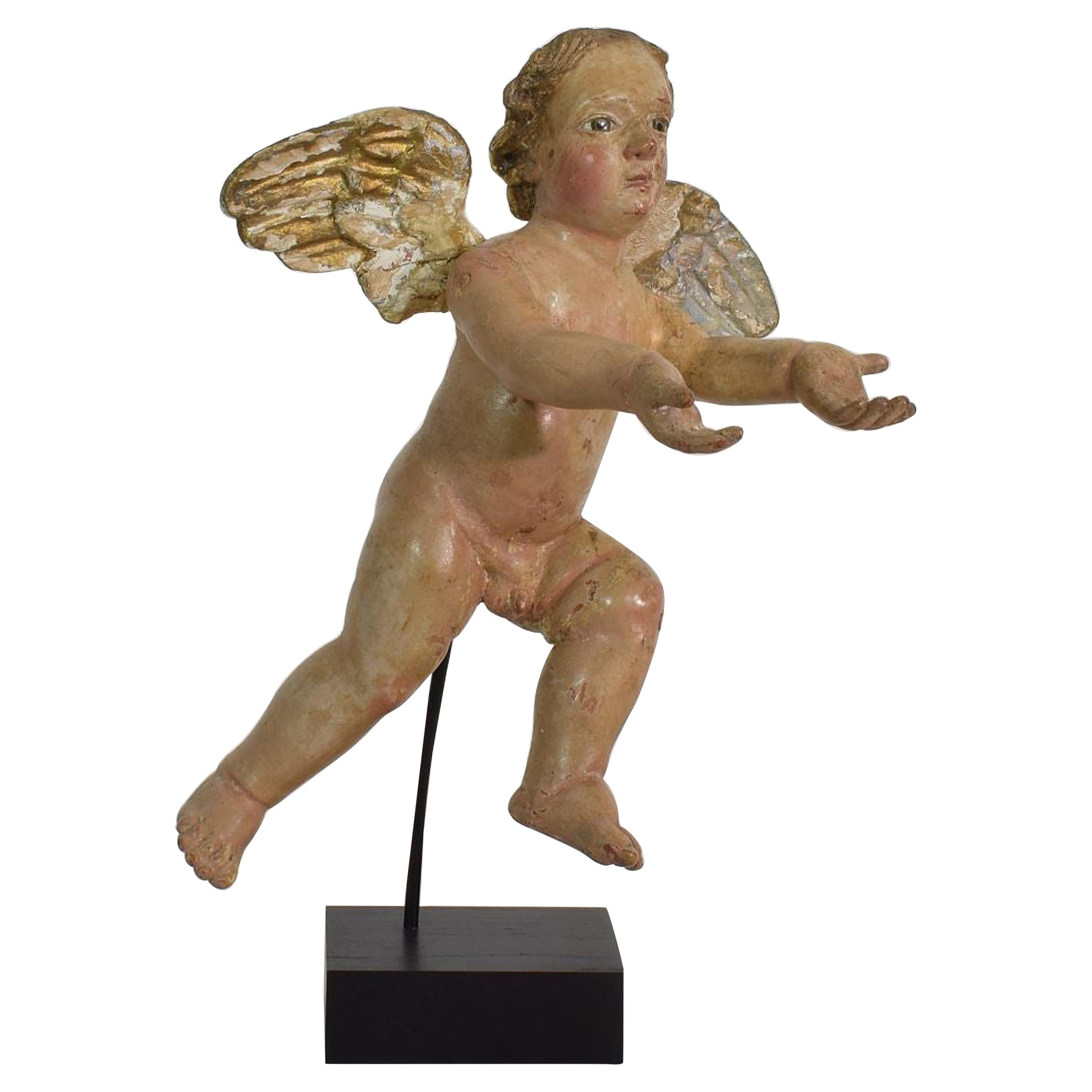 Italian 18th Century Carved Wooden Baroque Angel