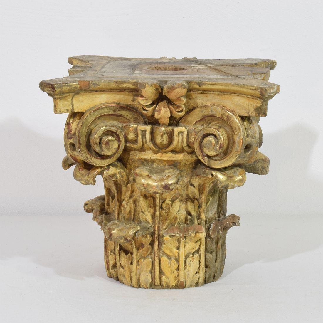 18th Century and Earlier Italian, 18th Century, Carved Wooden Capital For Sale