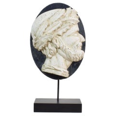 Italian 18th Century Carved Wooden Medallion with a Laurelled Head Italian 18th Century Carved Wooden Medallion with a Laurelled Head