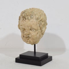 Italian 18th Century Chalk/ Cast Stone Angel Head