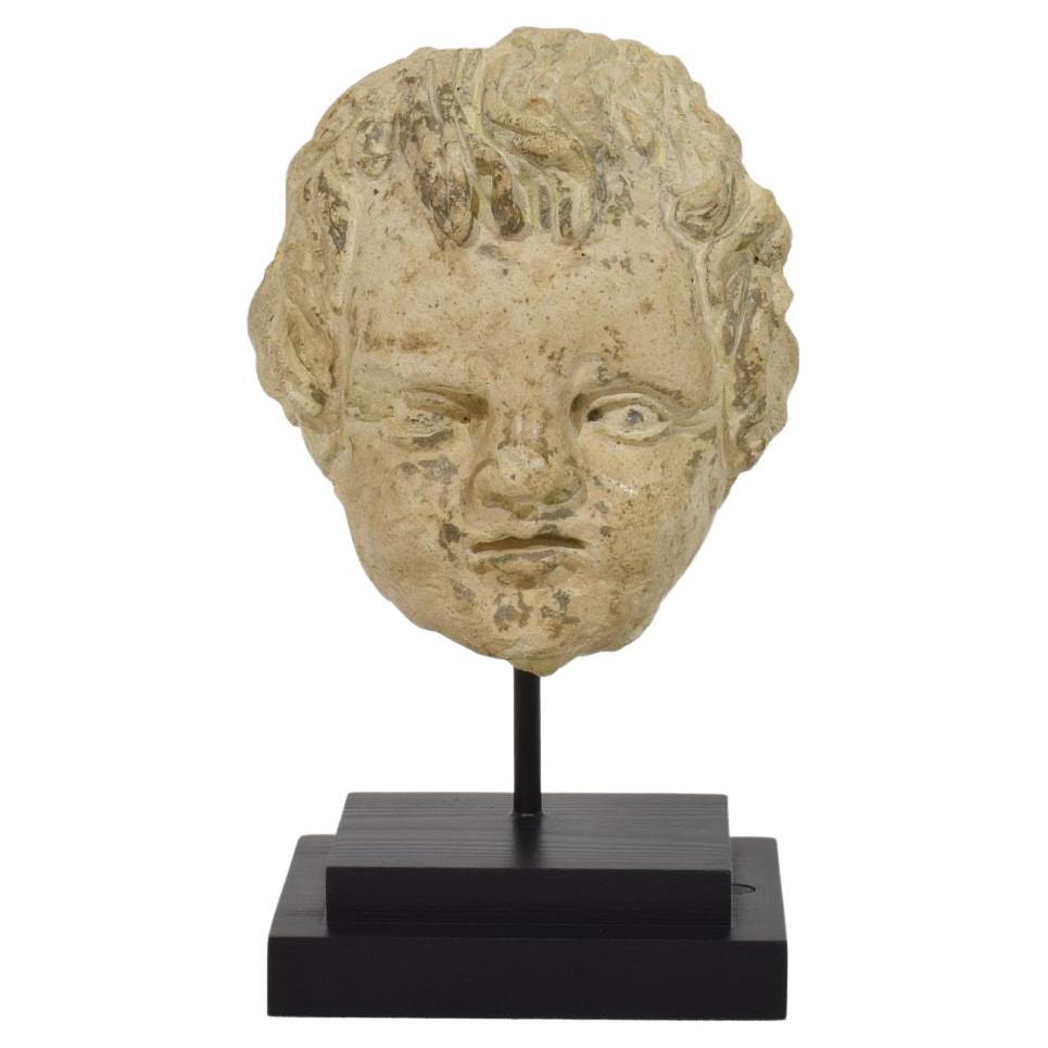Italian 18th Century Chalk/ Cast Stone Angel Head