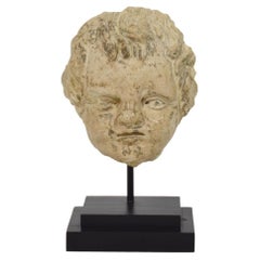 Italienischer Engelskopf aus Kreide/Gussstein aus dem 18.