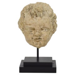 Italian 18th Century Chalk/ Cast Stone Angel Head
