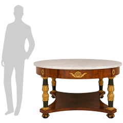 Italian 18th century Cherrywood, Giltwood and Marble center table