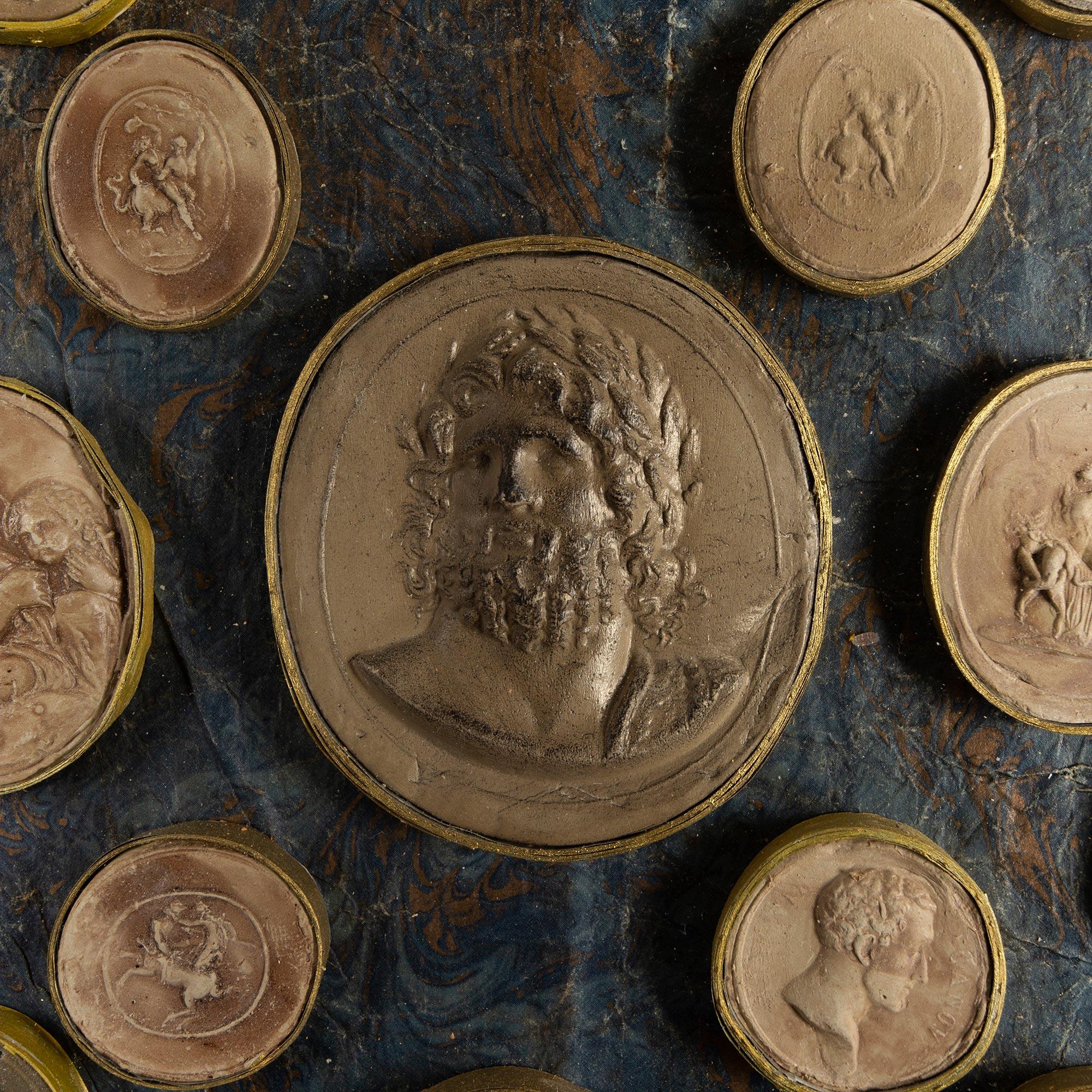 Ebonized Italian 18th Century Collection of Wax Reliefs For Sale