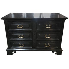 Italian 18th Century Commode in Ebonized Wood