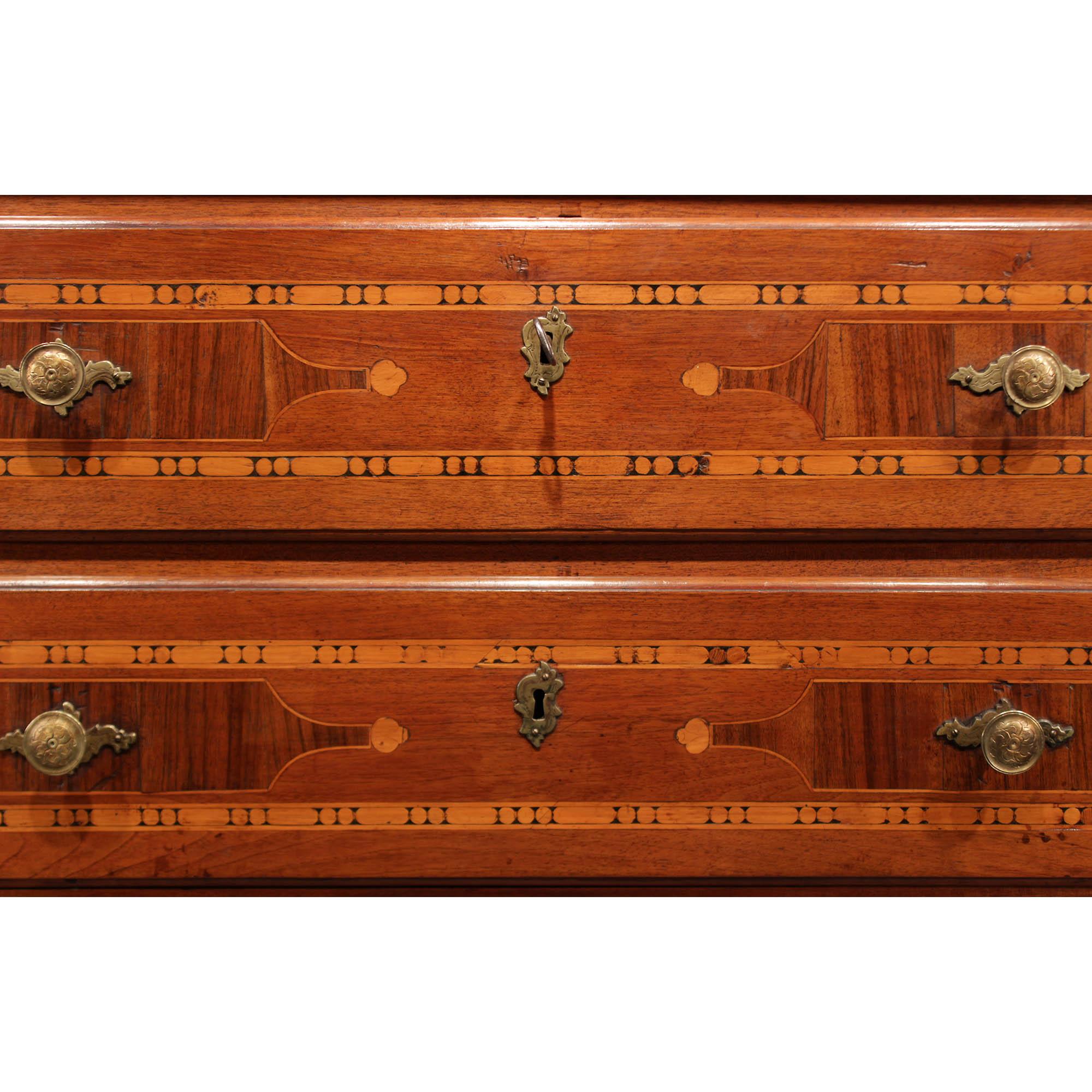 18th Century and Earlier Italian 18th Century Country Four-Drawer Pine and Walnut Chest For Sale