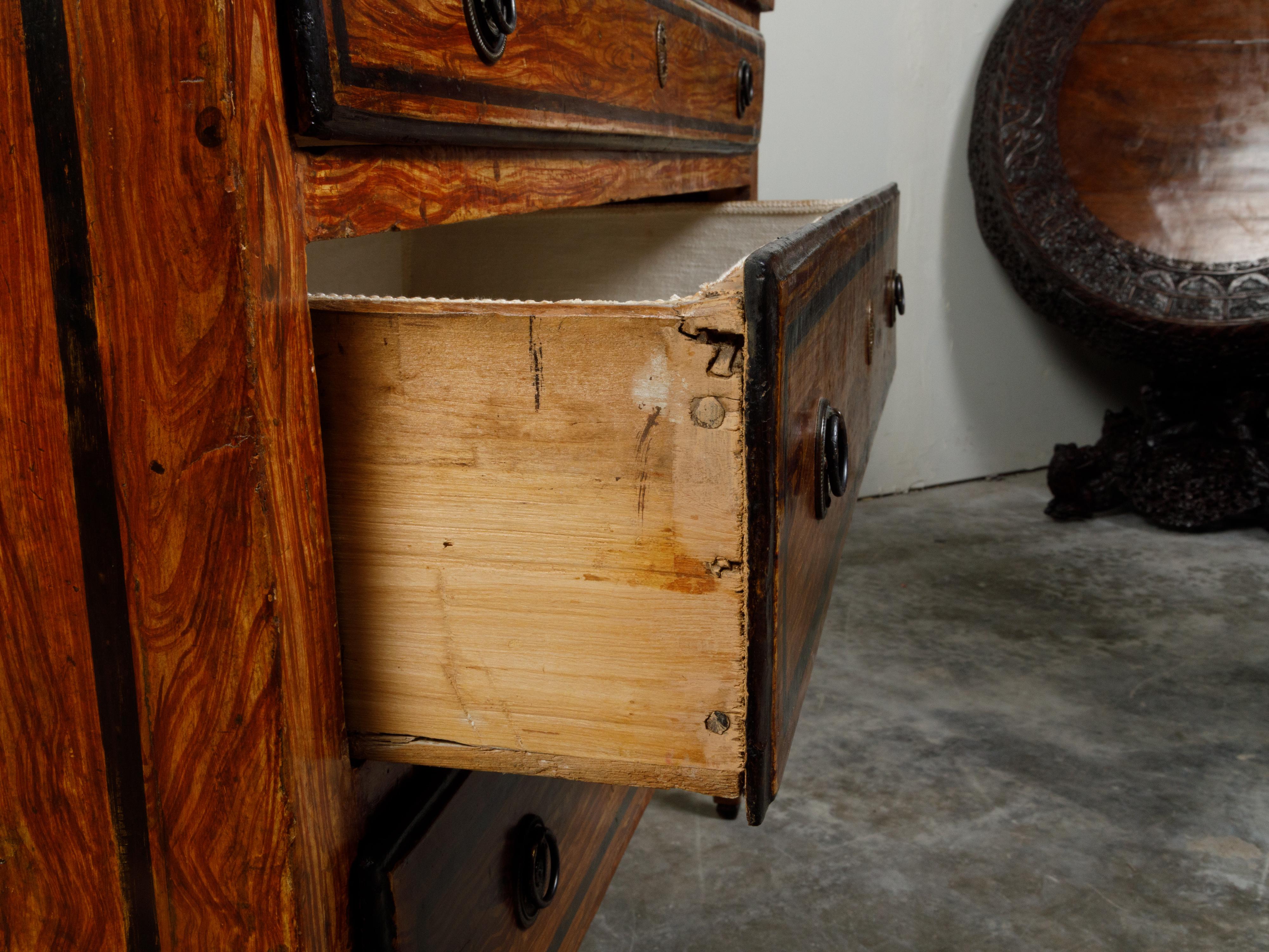 Italian 18th Century Faux Painted Three-Drawer Commode with Black Accents For Sale 4