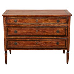 Italian 18th Century Faux Painted Three-Drawer Commode with Black Accents