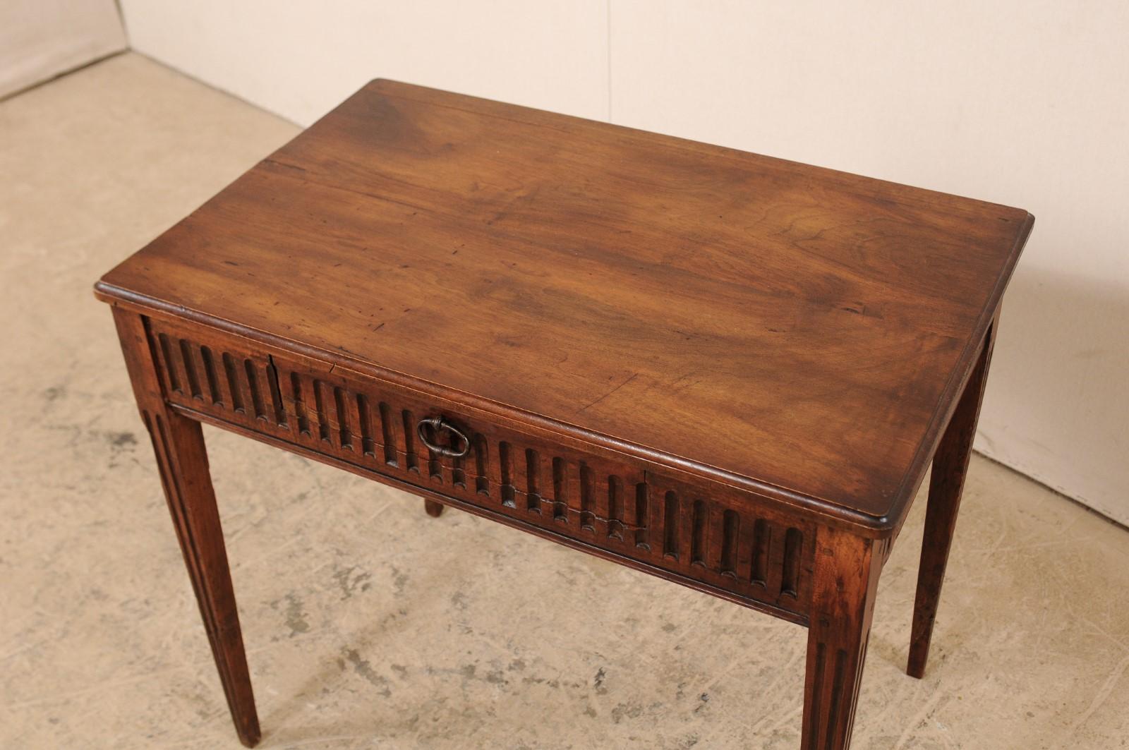 Metal Italian 18th Century Fluted Wood Single Drawer Occasional Table