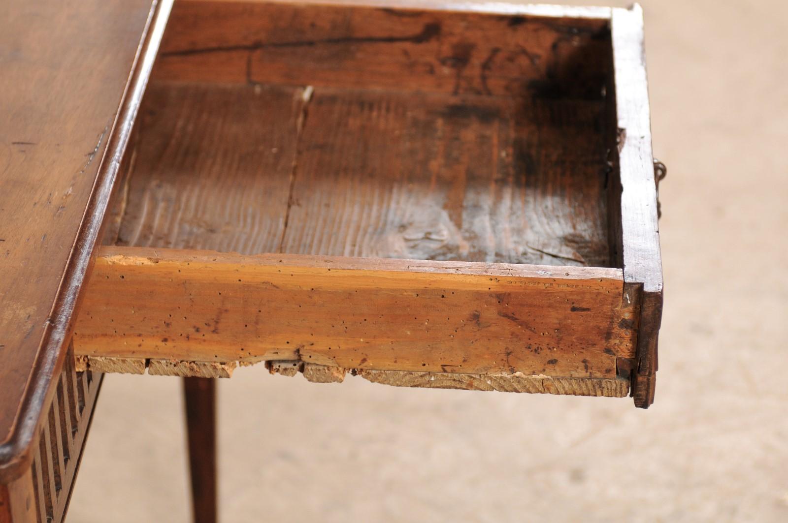 Italian 18th Century Fluted Wood Single Drawer Occasional Table 3