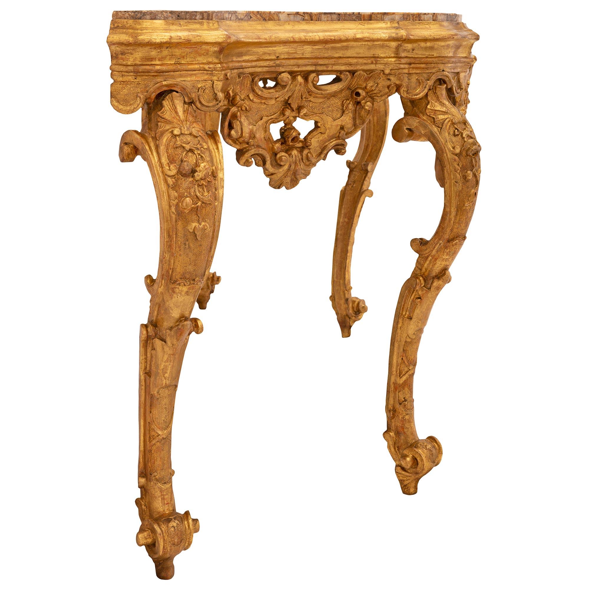 18th Century and Earlier Italian 18th Century Free Standing Giltwood Venetian Console For Sale