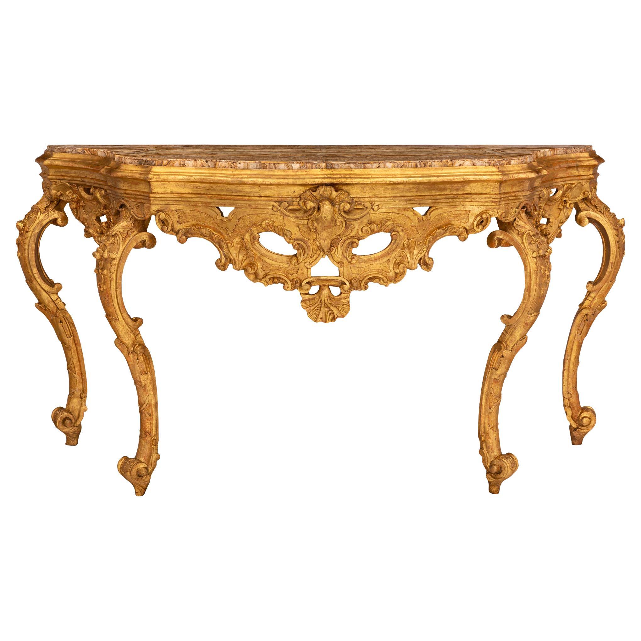 Italian 18th Century Free Standing Giltwood Venetian Console