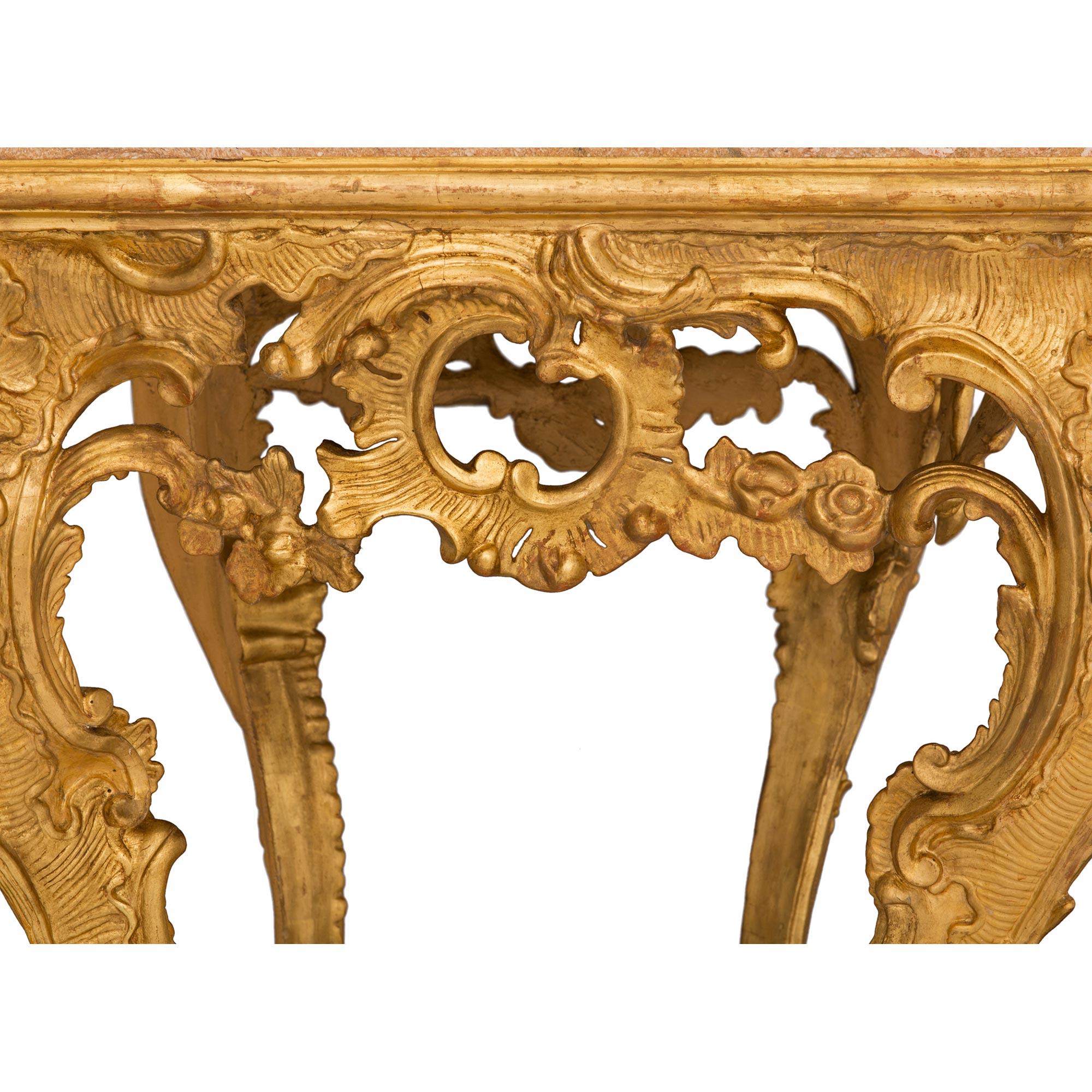 Italian 18th Century Genovese St. Giltwood and Soapstone Console For Sale 1