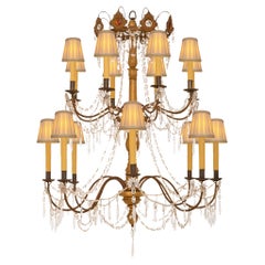 Italian 18th century Genovese st. Giltwood, Iron and Crystal chandelier.