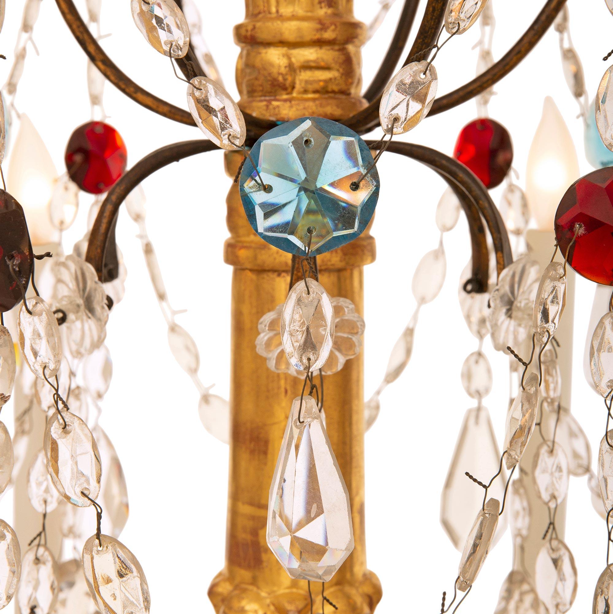 Italienische Genovese-Kronleuchter aus dem 18. Jahrhundert aus Schmiedeeisen, Giltwood und Glas (19. Jahrhundert) im Angebot
