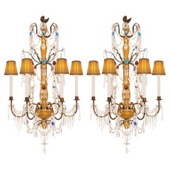 Italian 18th century Genovese st. Wrought Iron, Giltwood and Glass chandeliers