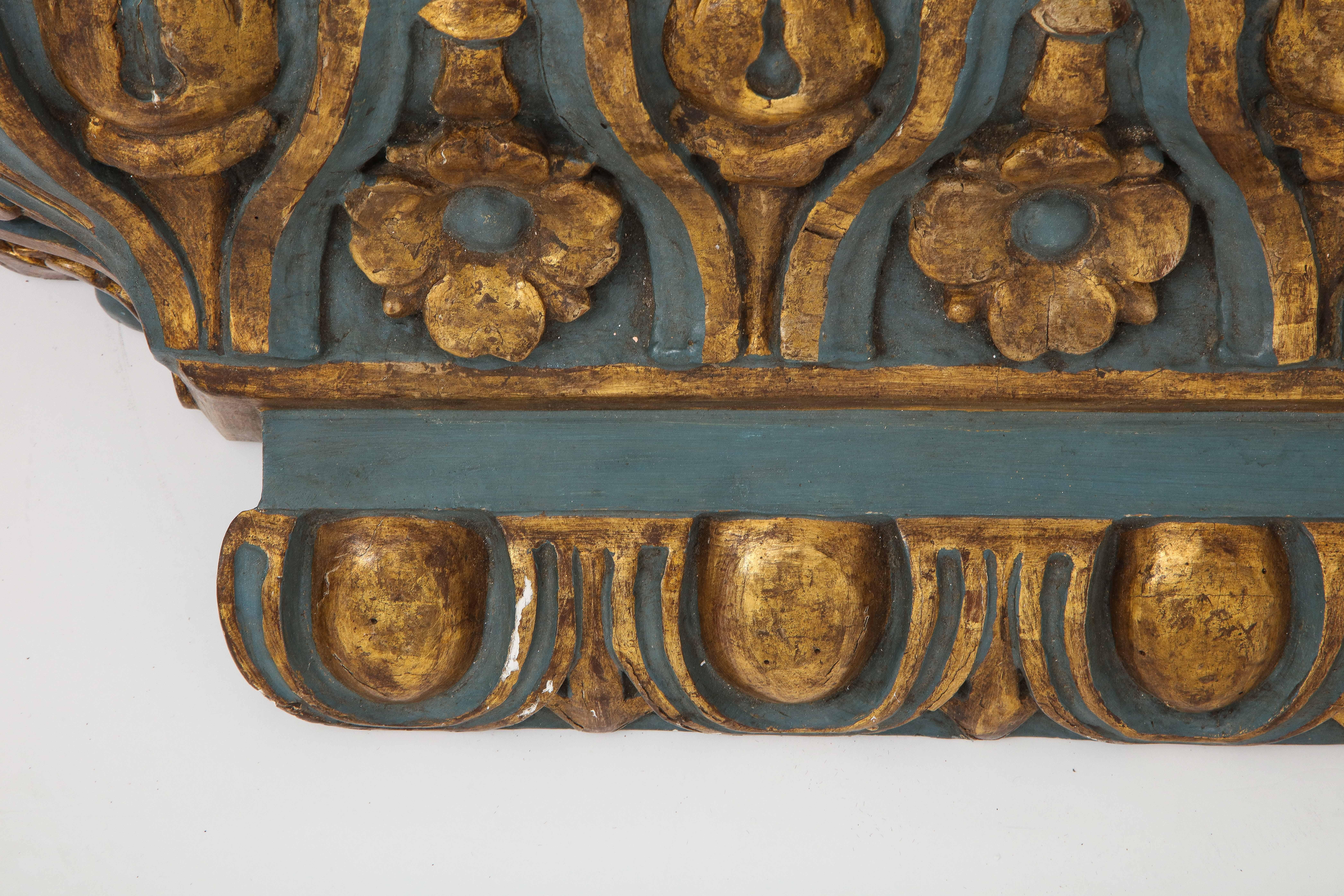 Italian 18th Century Gilded, Carved and Painted Mirror and Wall Console/Bracket 8
