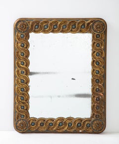 Miroir et console murale italienne du 18ème siècle doré, sculpté et peint