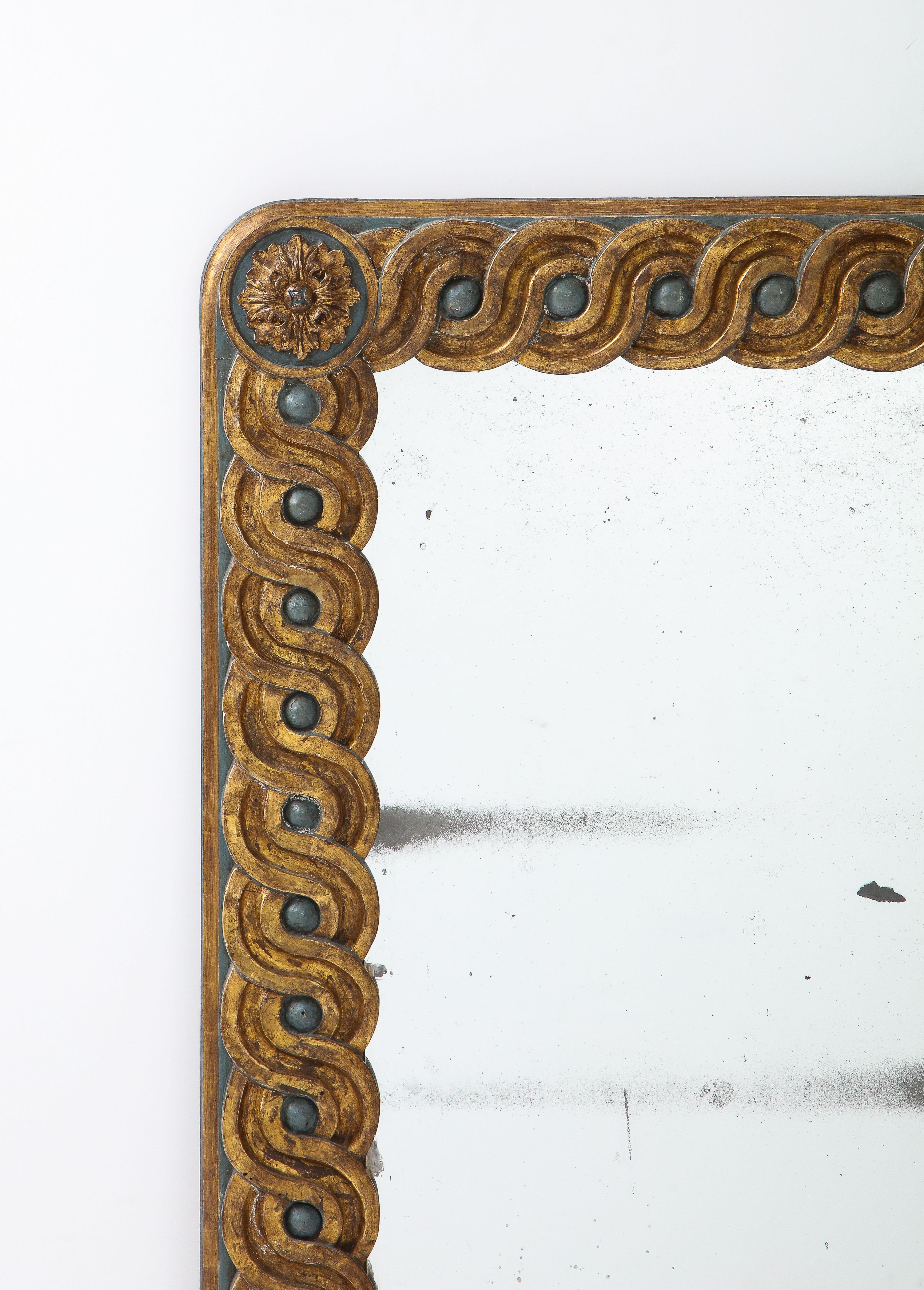 Italian 18th Century Gilded, Carved and Painted Mirror and Wall Console/Bracket In Good Condition In New York, NY