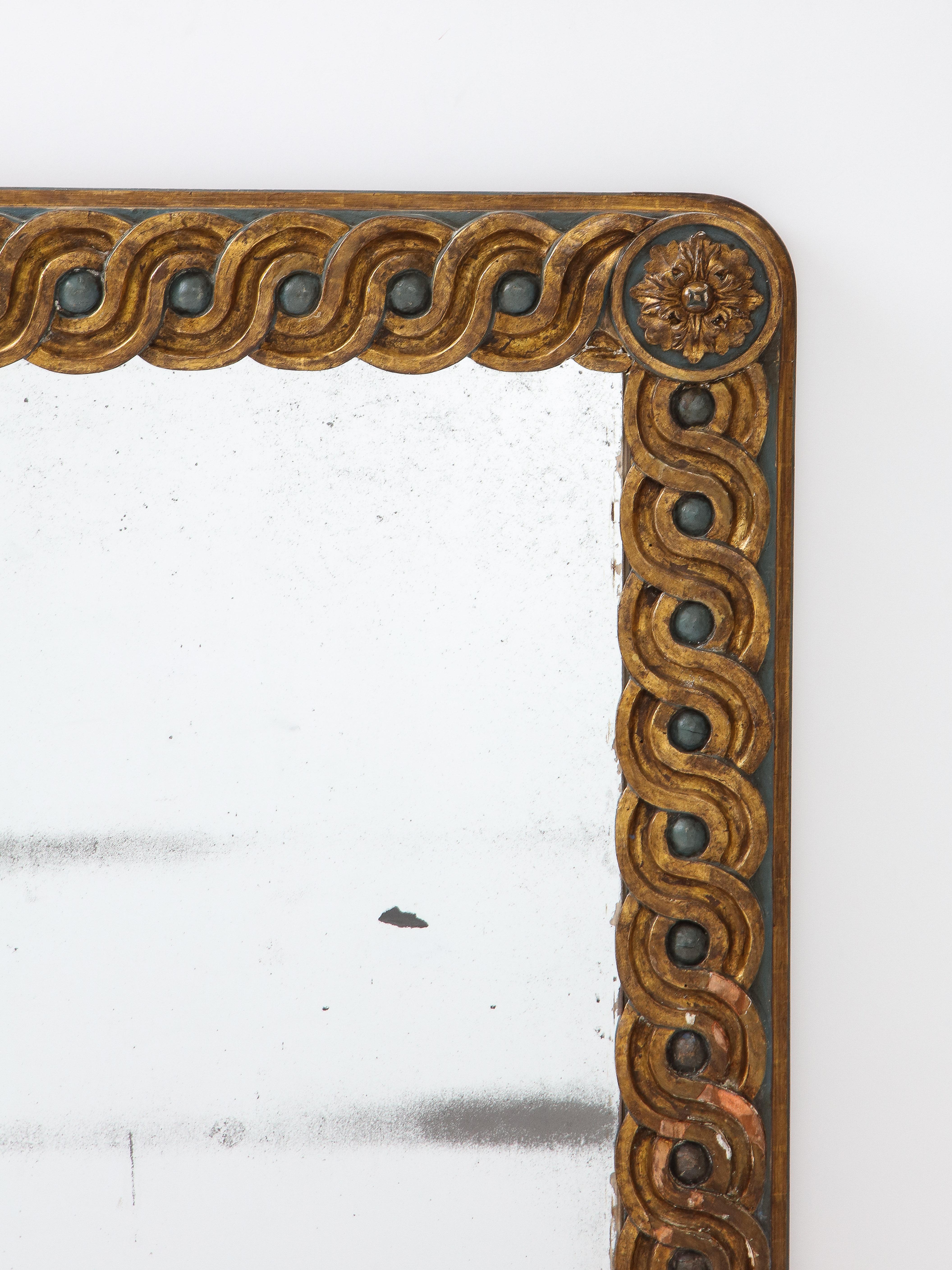 Mid-18th Century Italian 18th Century Gilded, Carved and Painted Mirror and Wall Console/Bracket