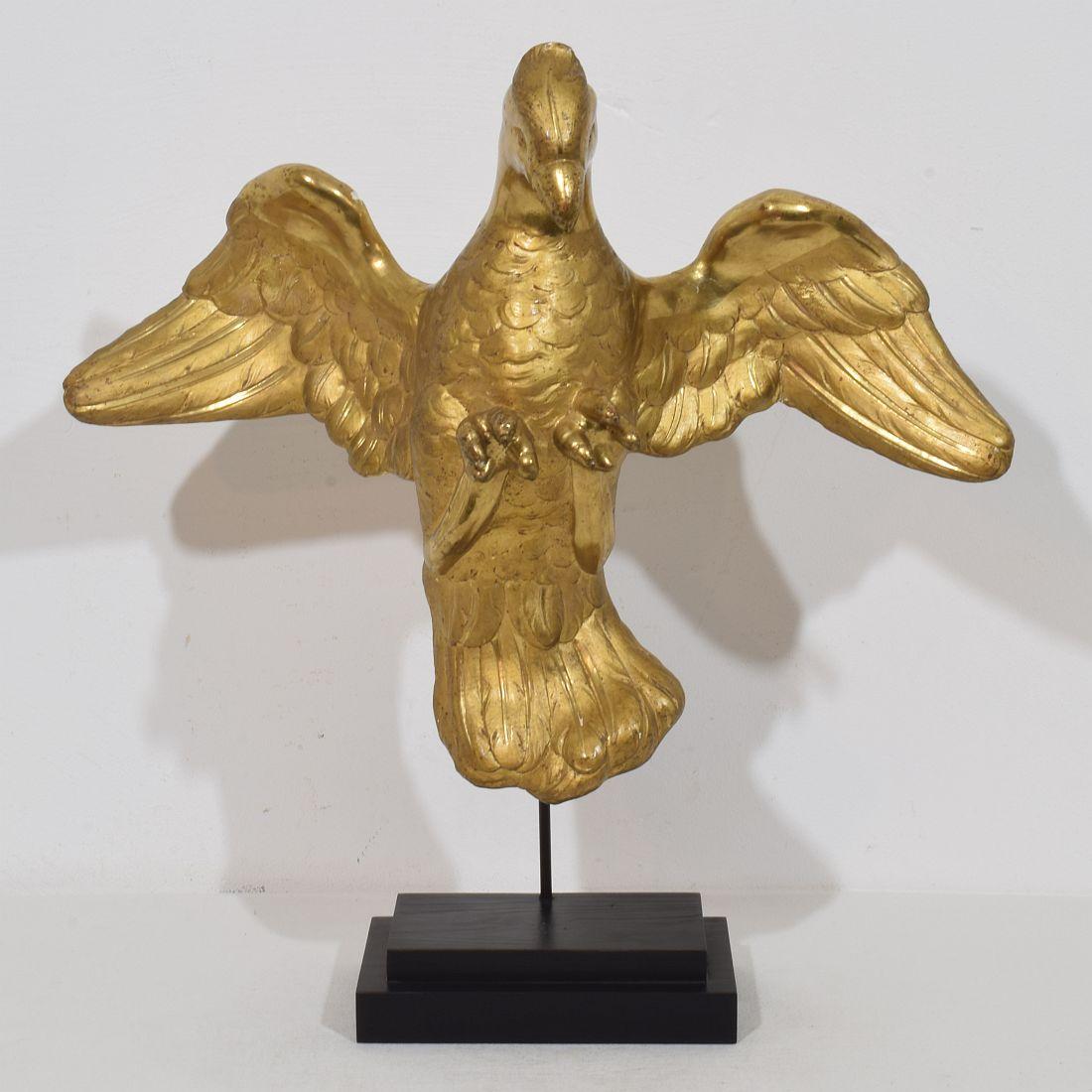 Amazing gilded paper mache dove/ Holy spirit. Beautiful detailed.
The Dove is a symbol for the Holy Spirit inspired by Jesus’s baptism. The dove has been used among many Christian denominations as a symbol for the Holy Spirit as well as a general