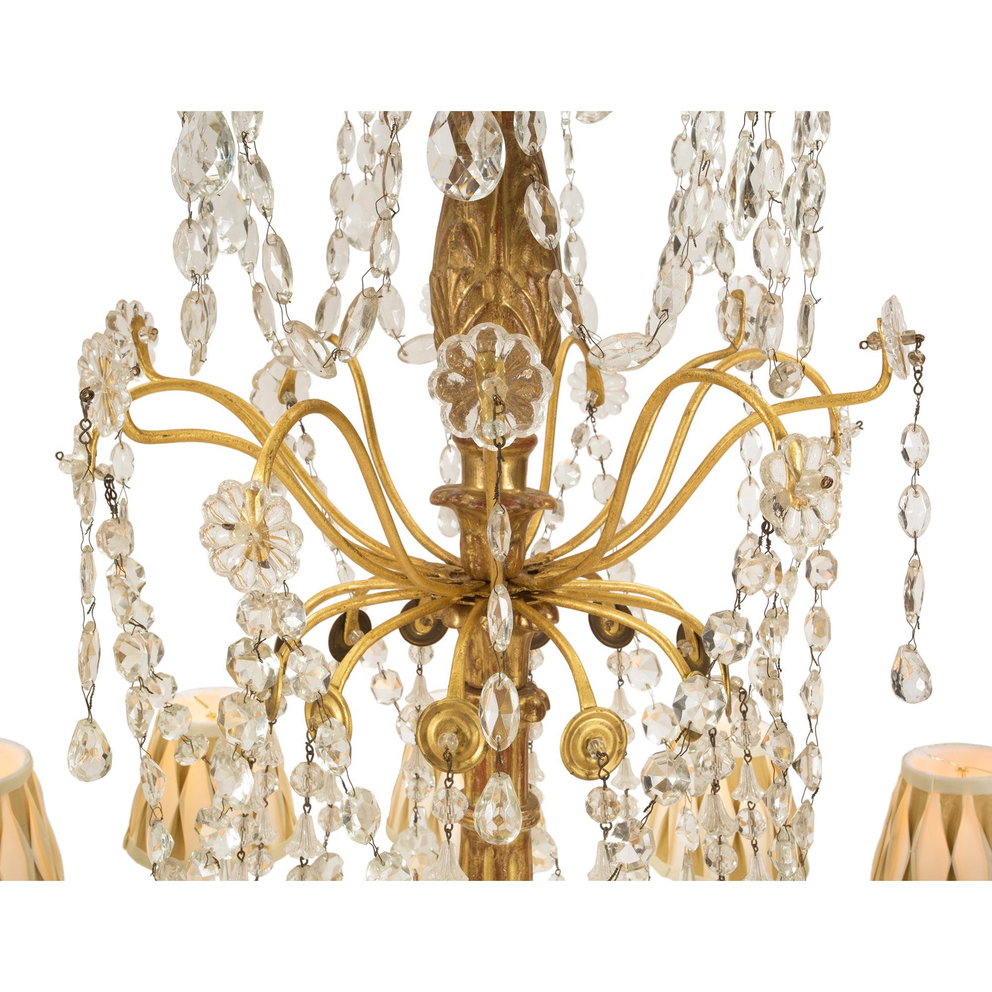 18th Century and Earlier Italian 18th Century Gilt and Crystal Chandelier For Sale