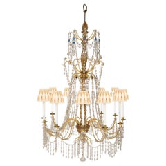 Antique Italian 18th Century Gilt and Crystal Chandelier