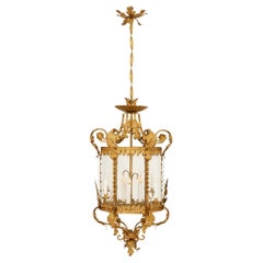 Antique Italian 18th century Gilt Iron and Glass lantern