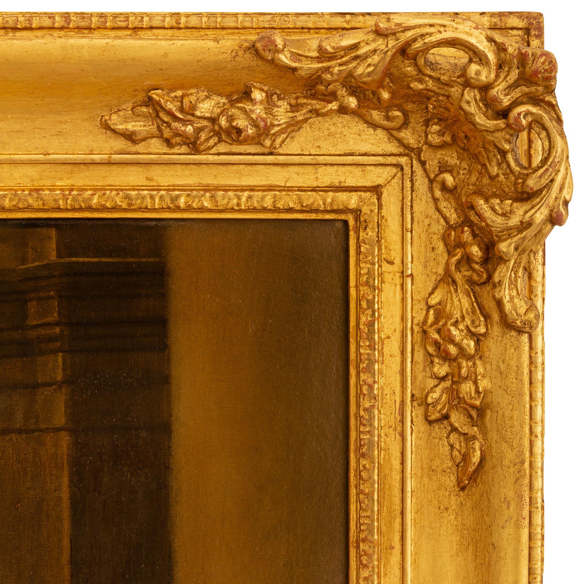 A olio Quadro italiano del XVIII secolo in legno dorato e olio su tela in vendita