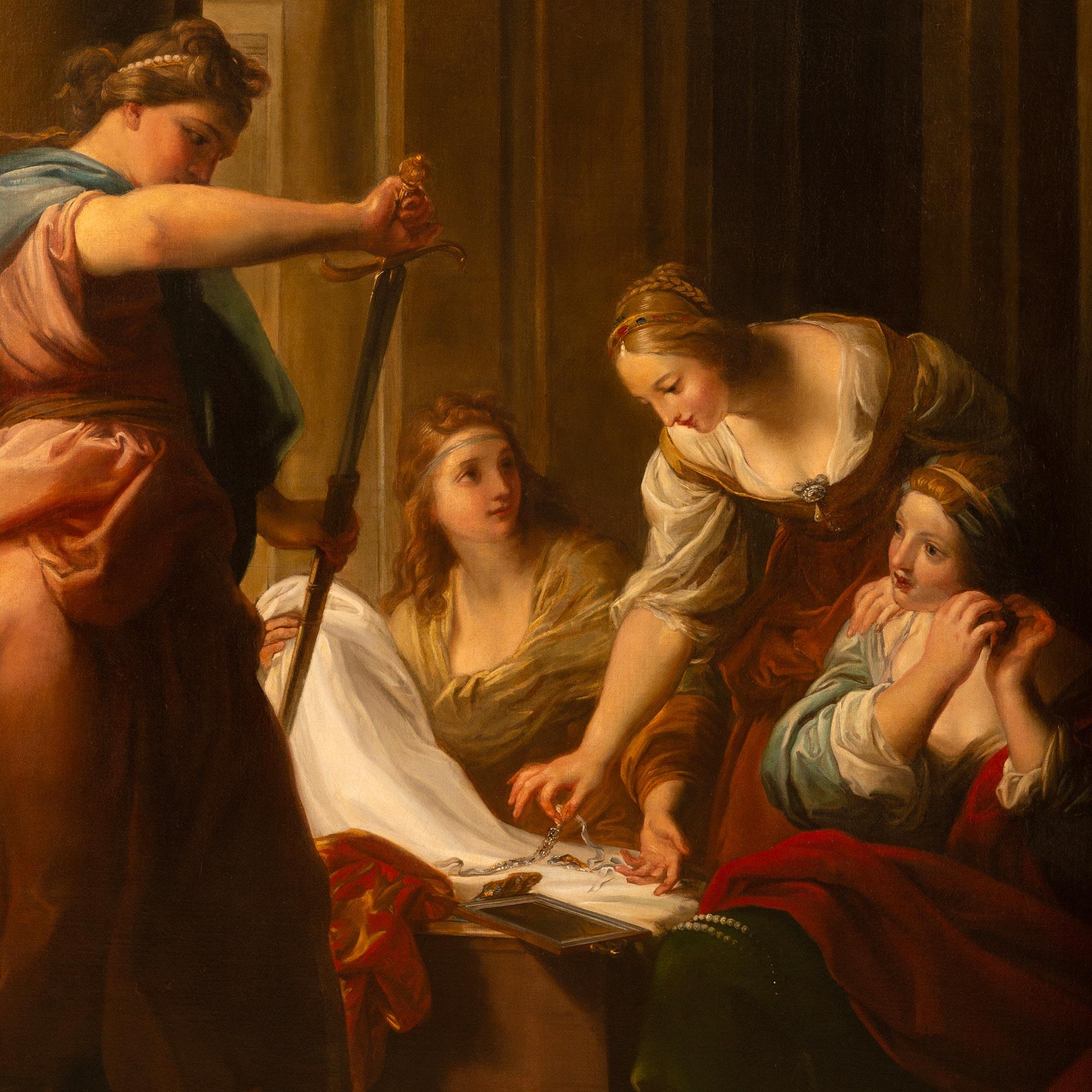 Fino al XVIII secolo Quadro italiano del XVIII secolo in legno dorato e olio su tela in vendita
