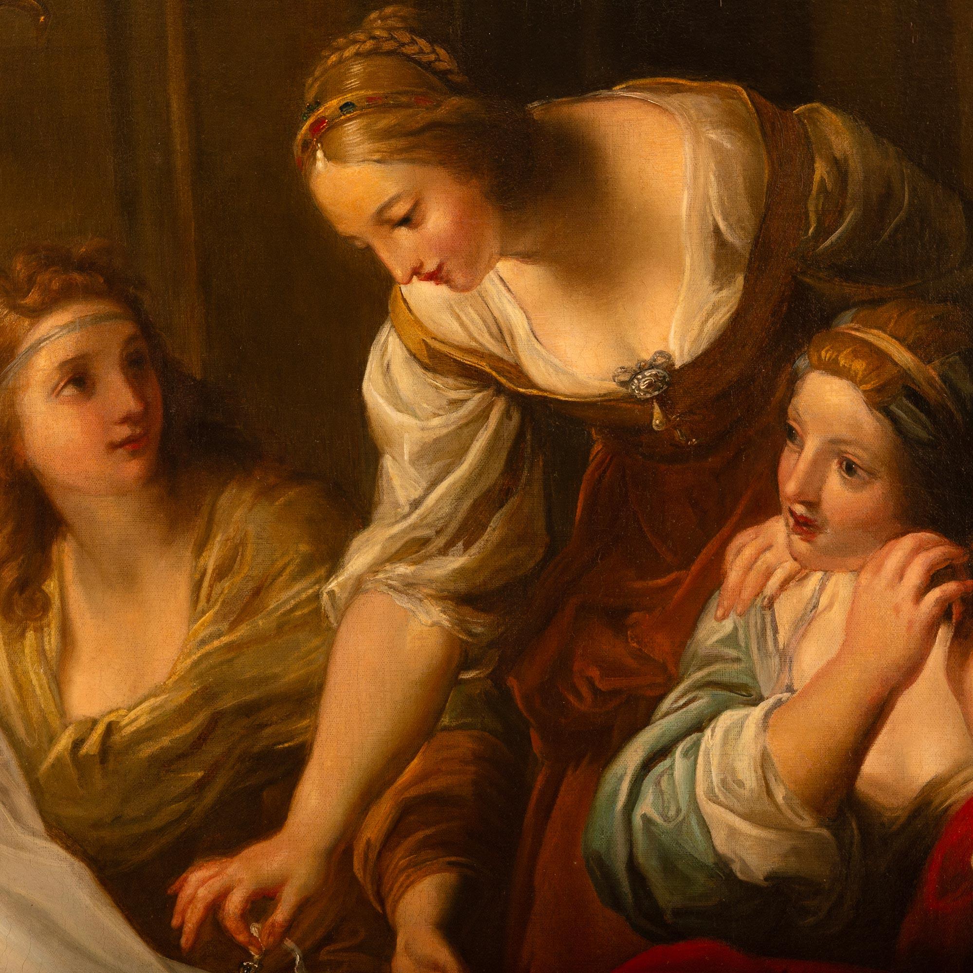 Quadro italiano del XVIII secolo in legno dorato e olio su tela in vendita 1