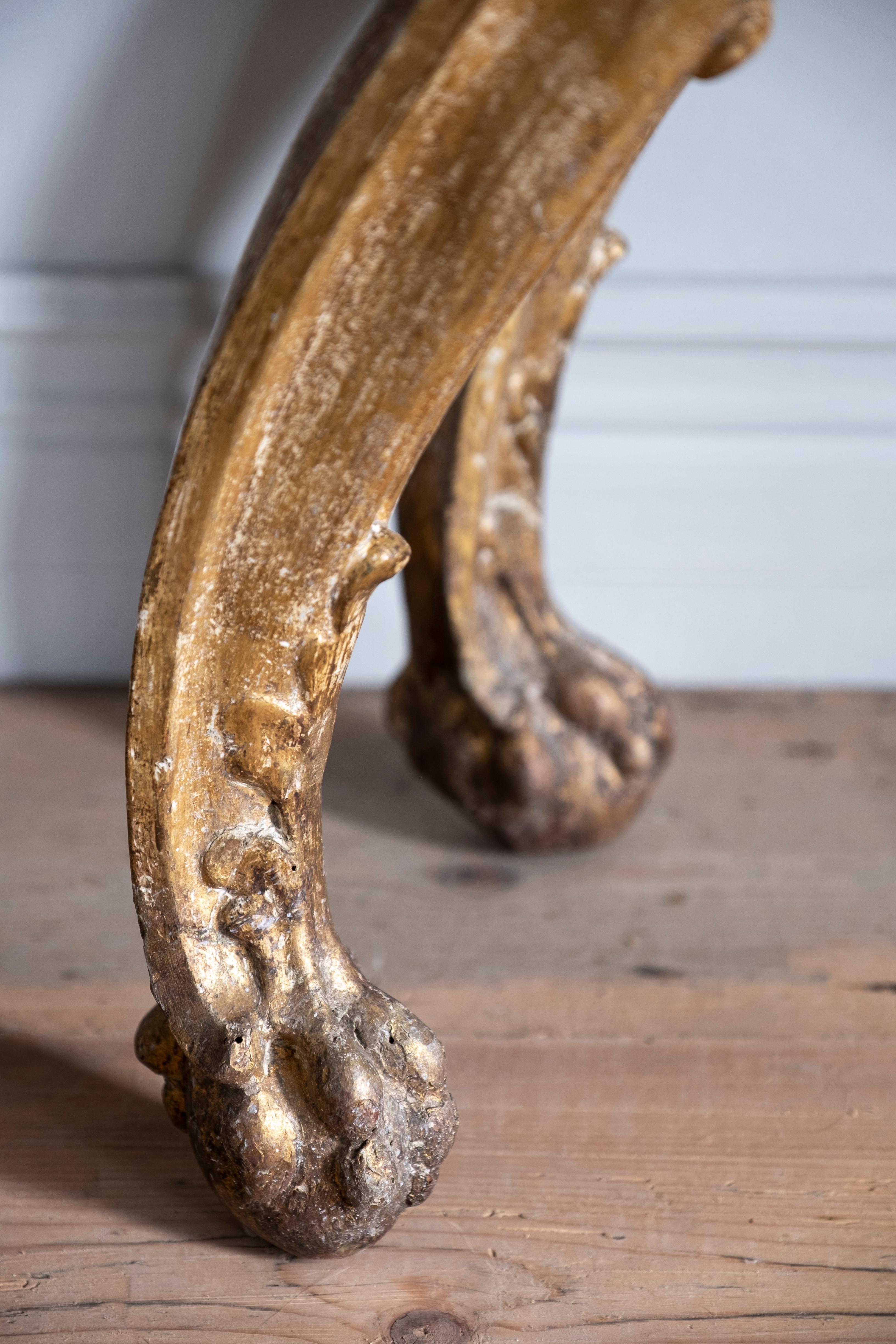 Italian 18th Century Giltwood Carved Console Table 3