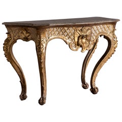 Italian 18th Century Giltwood Carved Console Table