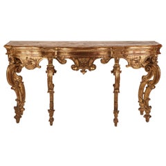 Table console italienne en bois doré du 18e siècle