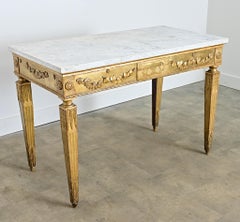 Italian 18th Century Giltwood Console with Original Marble Top